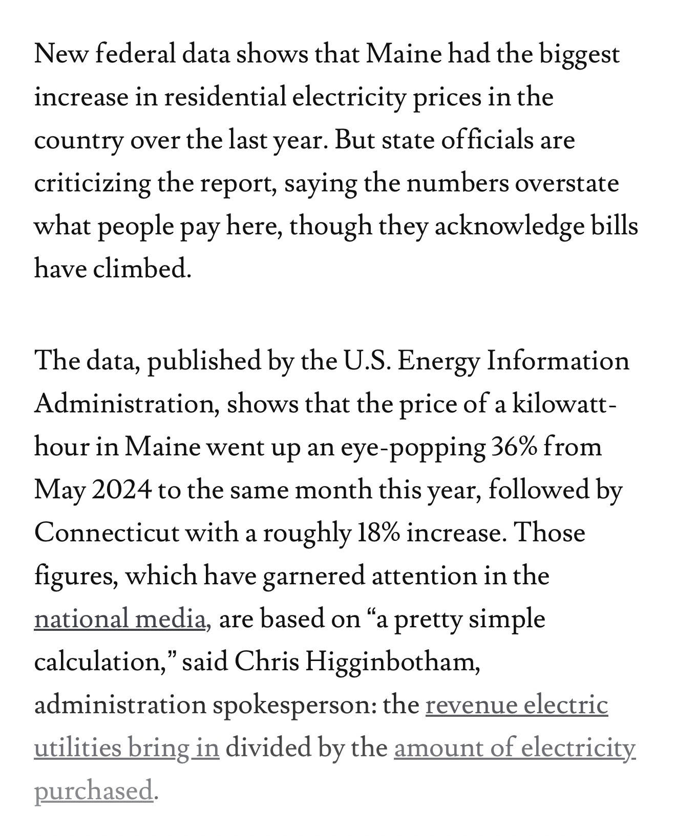 Maine Wire headline saying CMP asks Maine PUC for permission to raise rates.