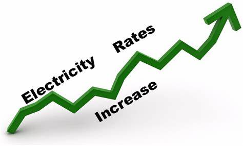 Graphic showing electricity rates increasing.